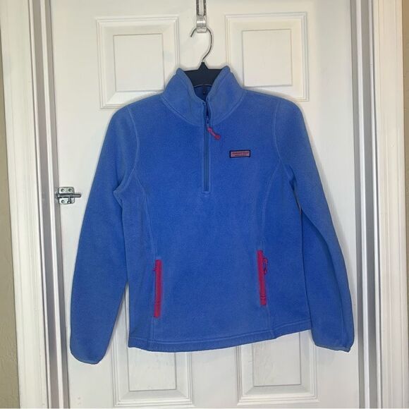 Vineyard Vines Sherpa 1/2 - Zip in Marlin Blue Pockets Size Small - Picture 3 of 10